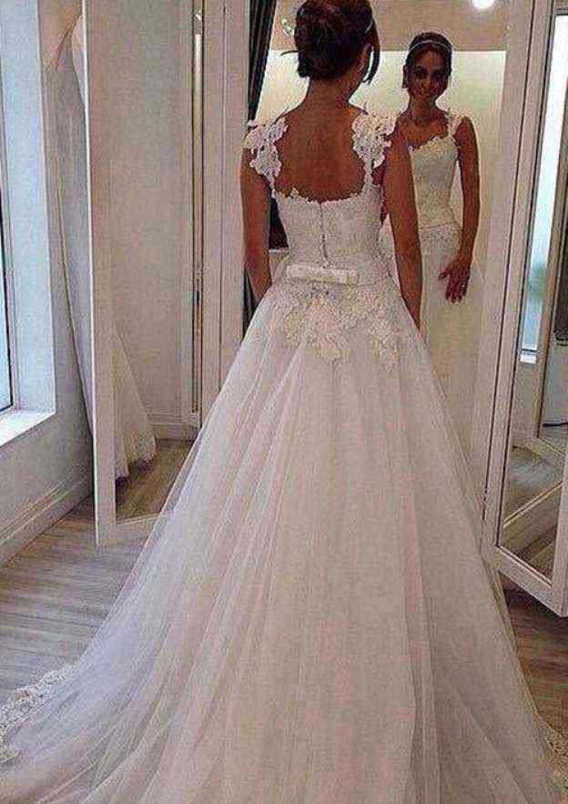 Lace A-Line Wedding Dress with Sweetheart Neckline and Court Train