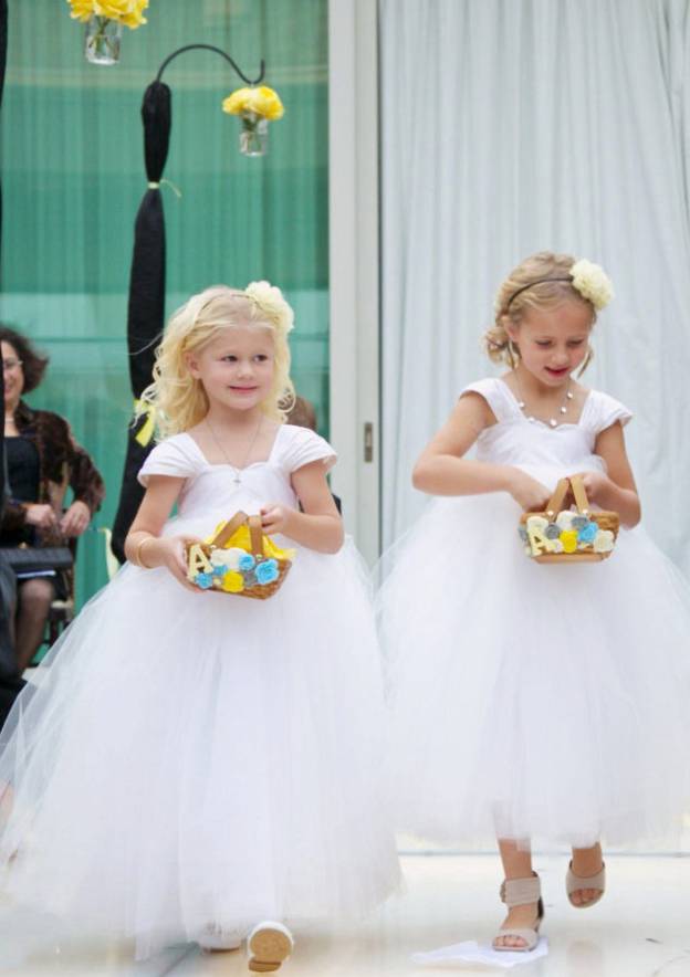 Tulle Square Neckline Ankle-Length A-line Flower Girl Dress