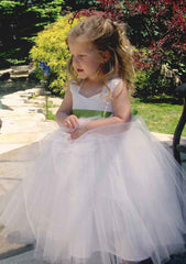 Tulle Sweetheart Ankle-Length A-line Flower Girl Dress with Waistband