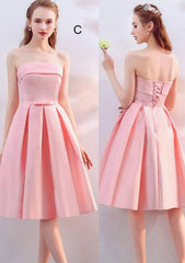 A-Line/Princess Off-the-Shoulder Half Sleeve Knee-Length Satin Bridesmaid Dress with Waistband