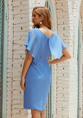 A-line V Neck Sleeveless Chiffon Knee-Length Mother of the Bride Dress