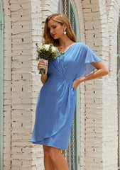 A-line V Neck Sleeveless Chiffon Knee-Length Mother of the Bride Dress