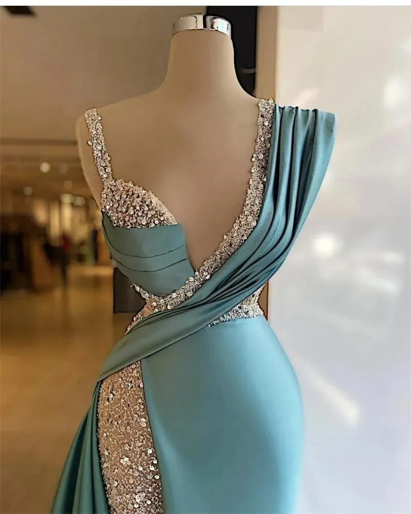 Sparkly Mermaid Evening Dresses Sequined Beads Formal Prom Dress Custom Made