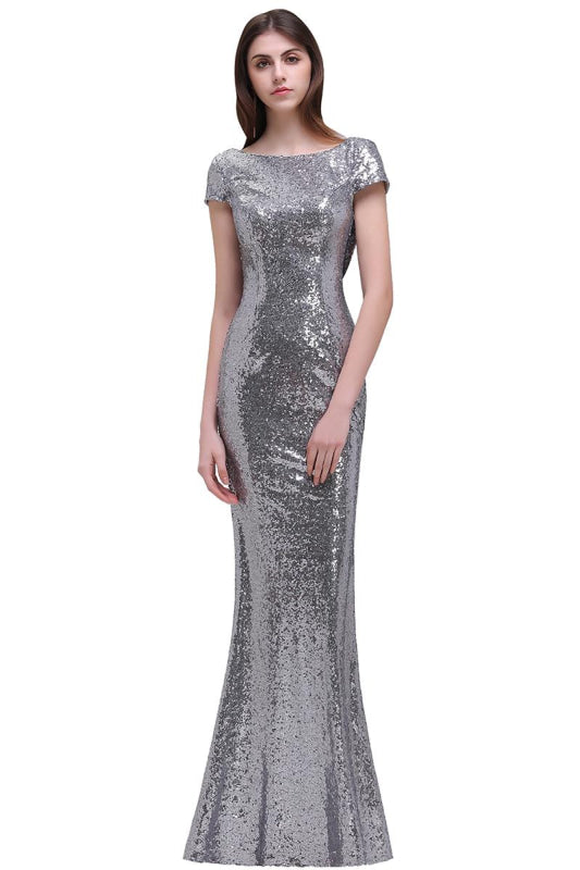 Charming Glitter Seuquins Cap Sleeves Mermaid Prom Dress Floor Length Evening Dress - Prom Dresses